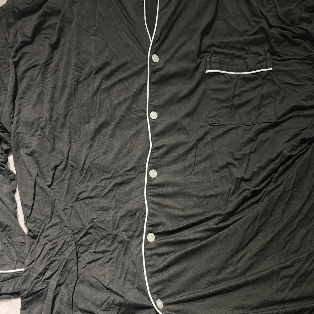 Men's Black Pajama Top with White Trim